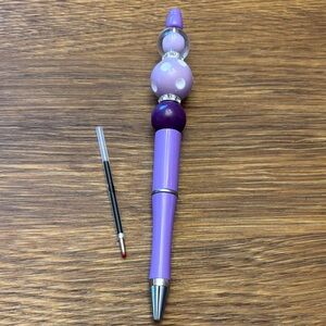 Purple Beaded Pen with Refill